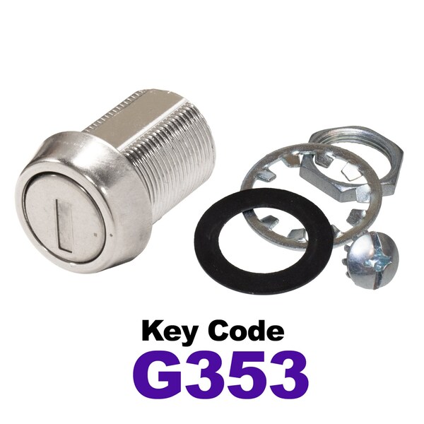 Global RV SS Compartment Lock, Cam/Blade Style, 7/8in Threaded Barrel, Blades not Included, Keyed to G353 CLB-353-78-SS - main